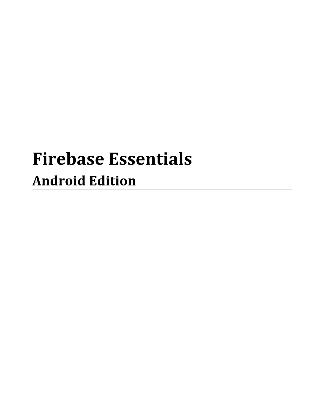 Firebase Essentials Android Edition