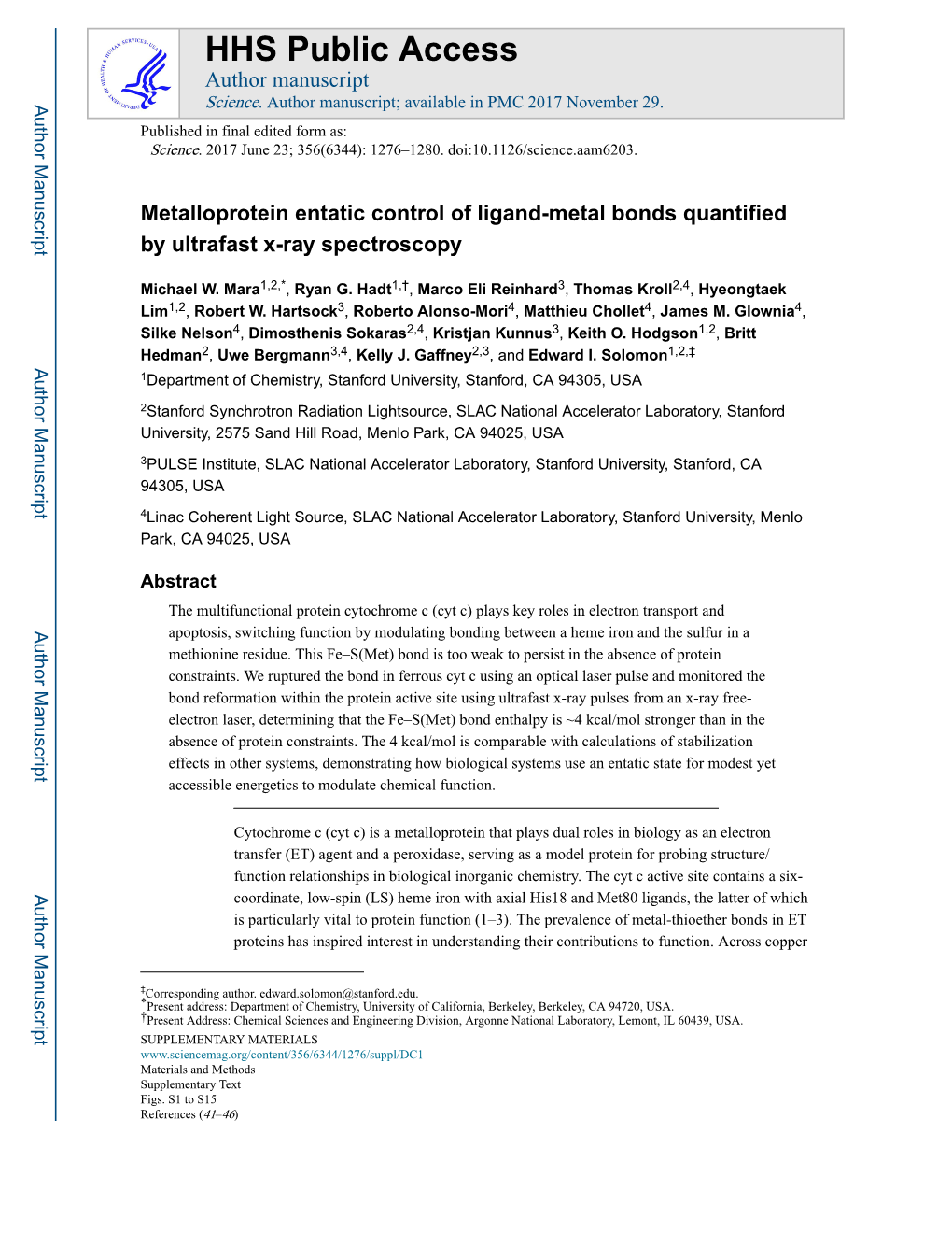 Metalloprotein Entatic Control of Ligand-Metal Bonds Quantified by Ultrafast X-Ray Spectroscopy