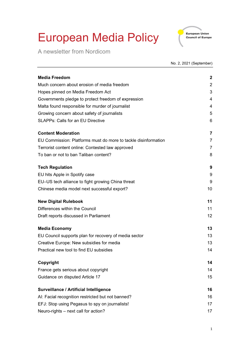 European Media Policy, Issue 2, 2021