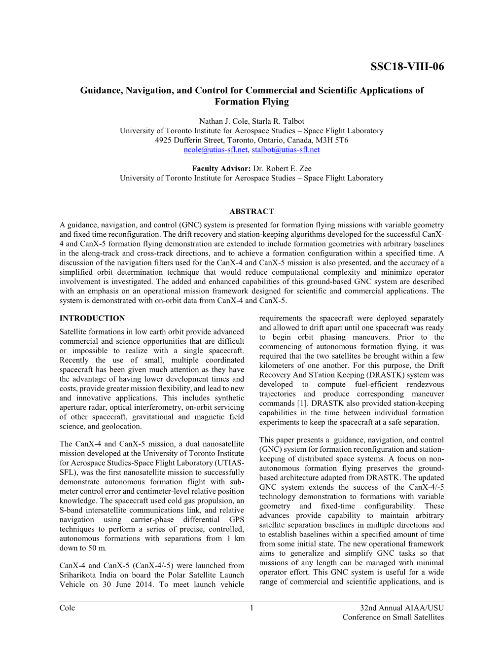 Guidance, Navigation, and Control for Commercial and Scientific Applications of Formation Flying