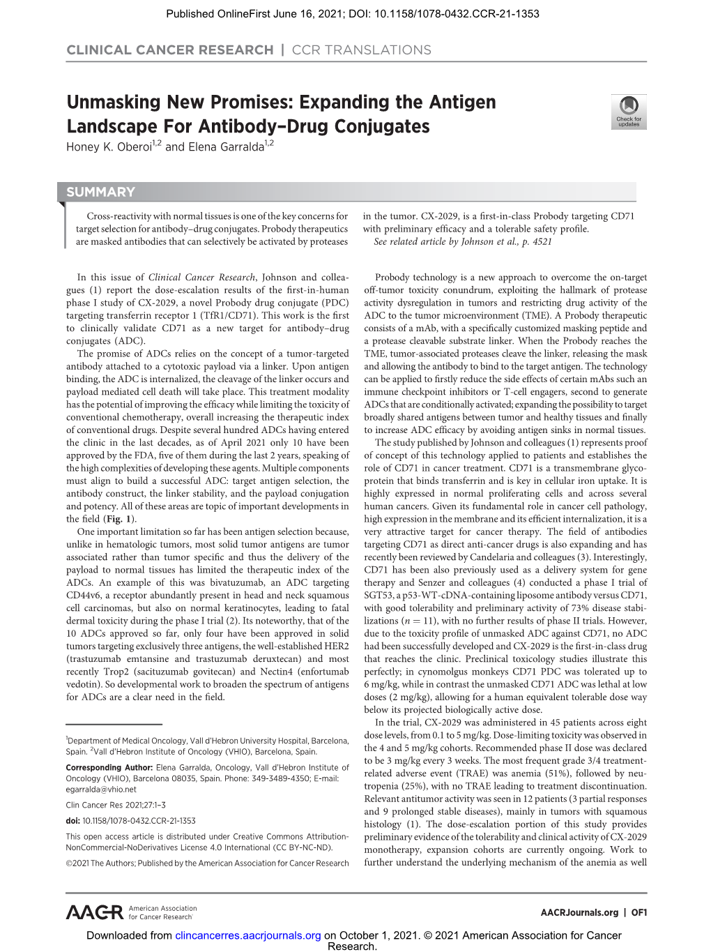 Expanding the Antigen Landscape for Antibody–Drug Conjugates Honey K