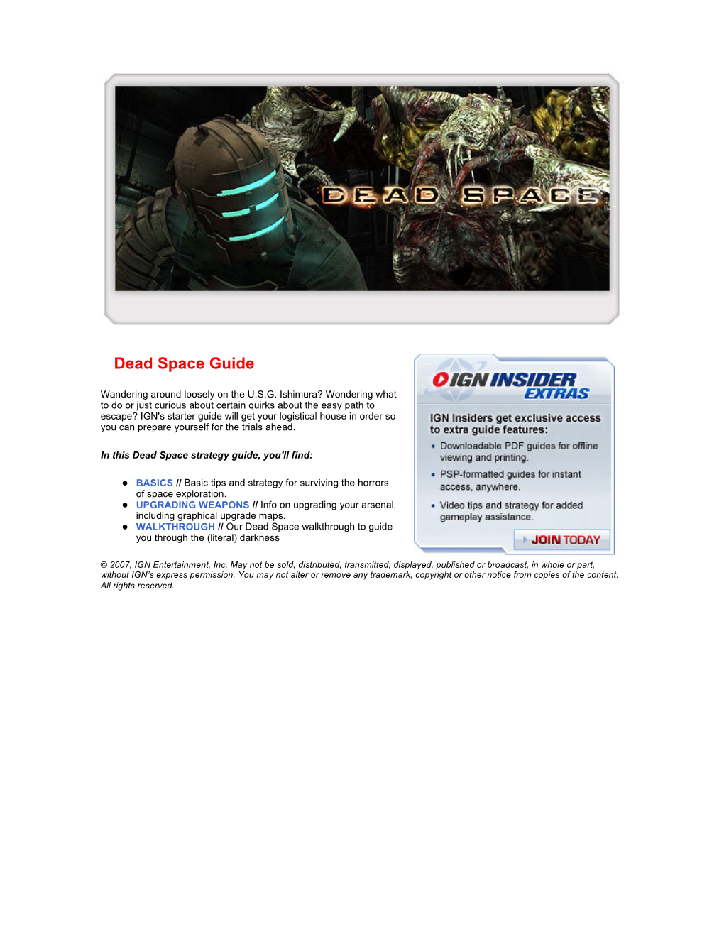 Dead Space Guide