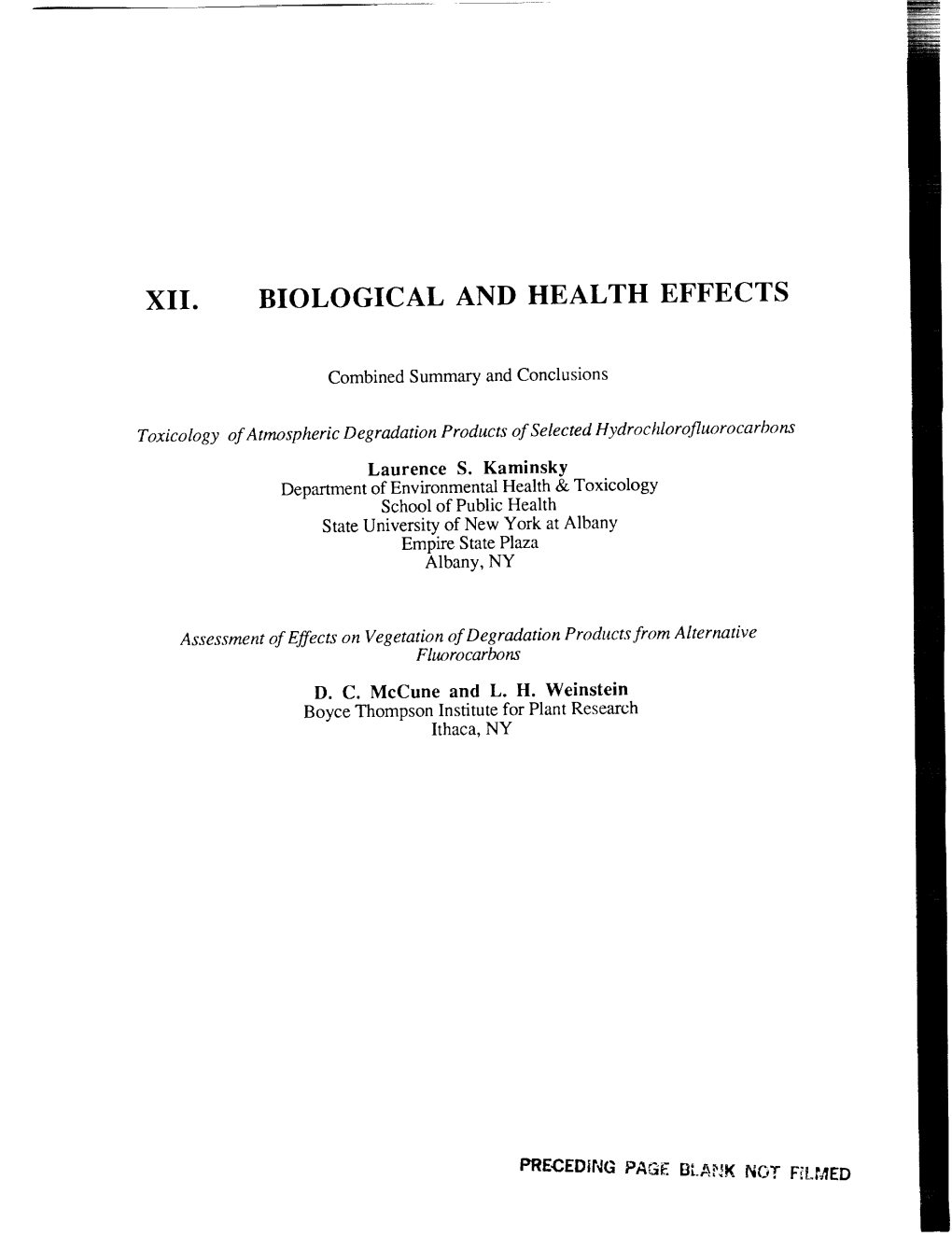 Xii. Biological and Health Effects