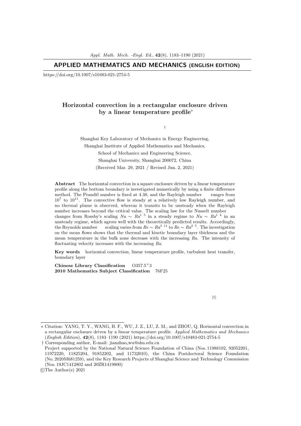 Horizontal Convection in a Rectangular Enclosure Driven by a Linear Temperature Profile