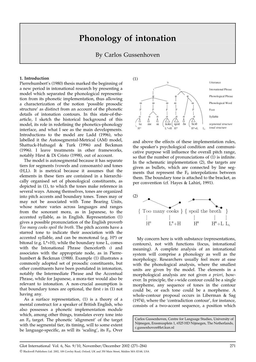 Phonology of Intonation