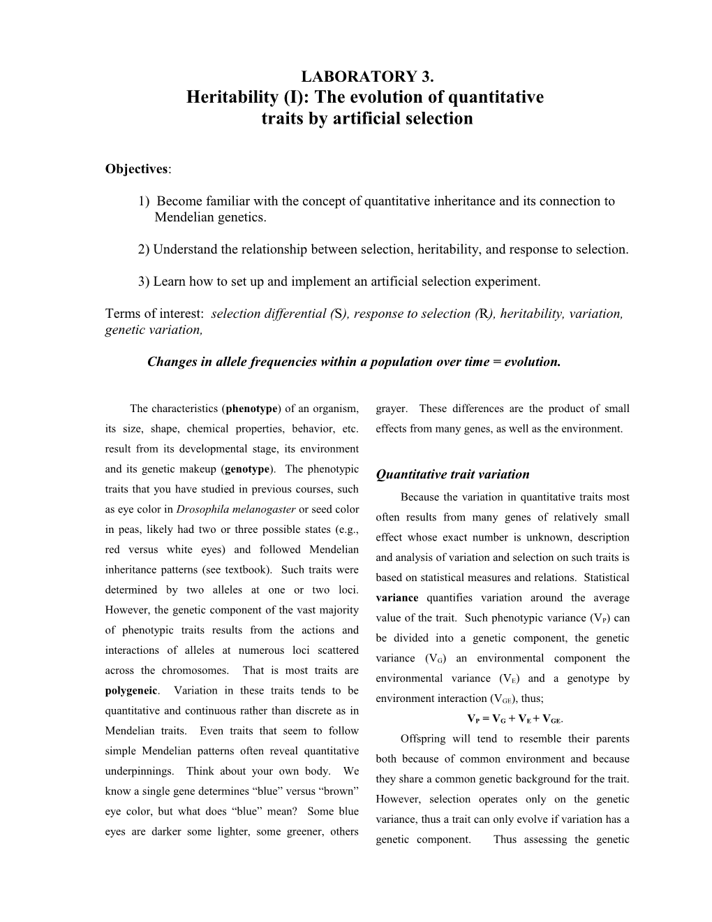 Selection in Brassica Rapa