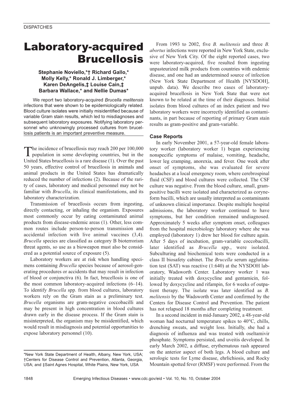 Laboratory-Acquired Brucellosis