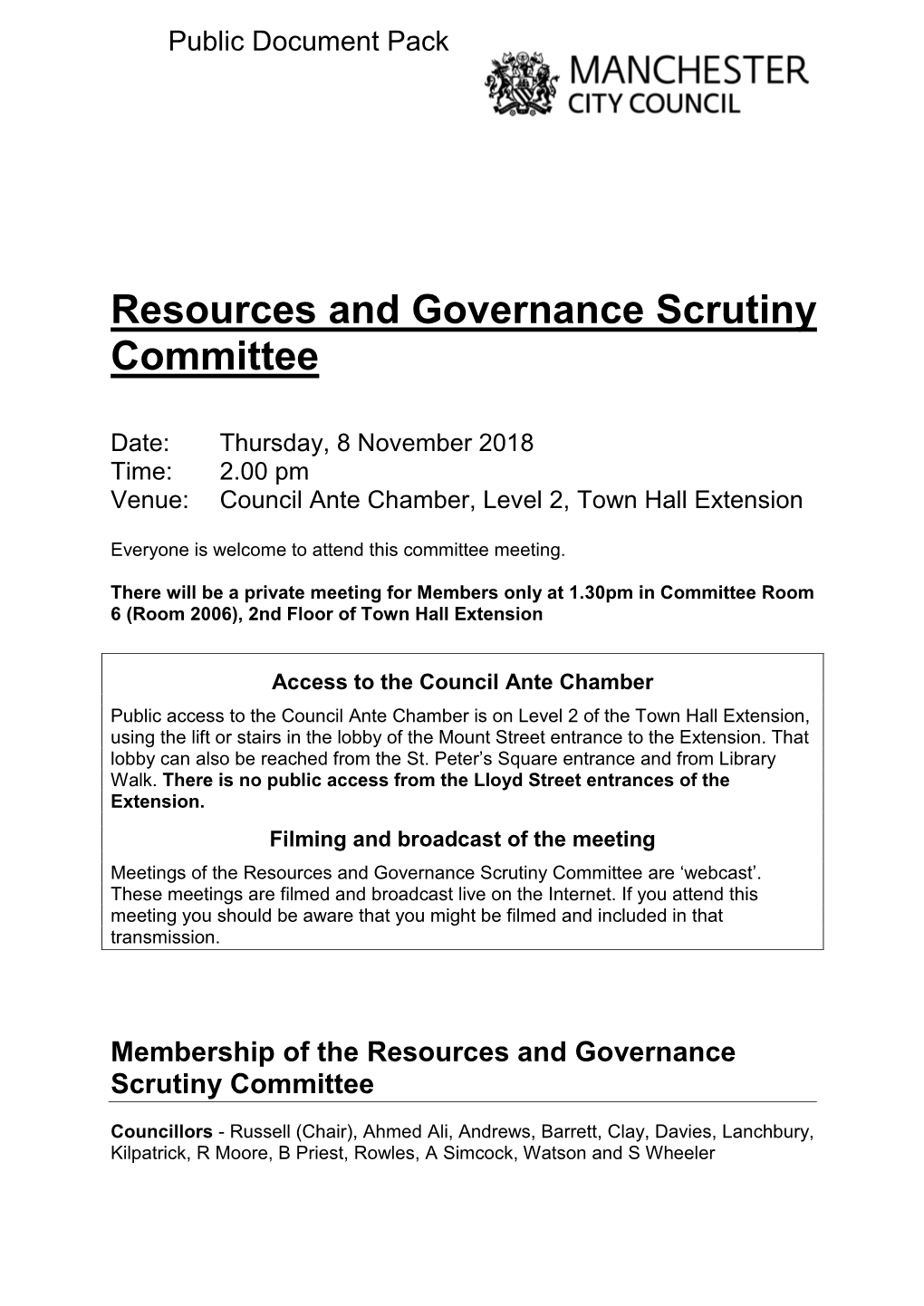 (Public Pack)Agenda Document for Resources and Governance