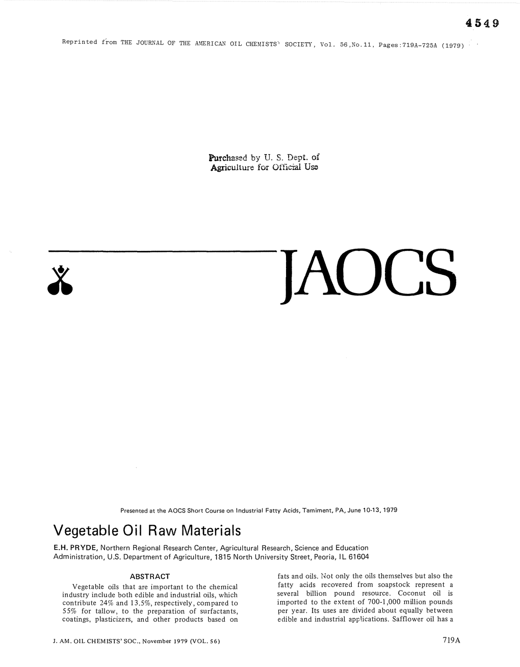 Vegetable Oil Raw Materials E.H