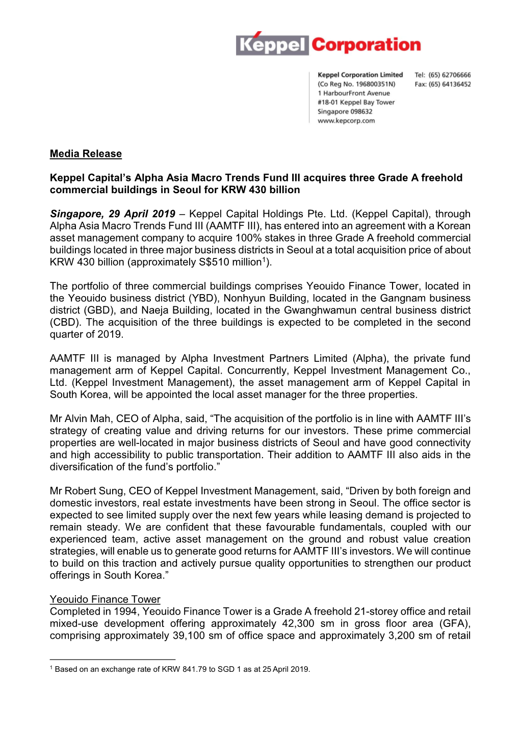 Media Release Keppel Capital's Alpha Asia Macro Trends Fund III