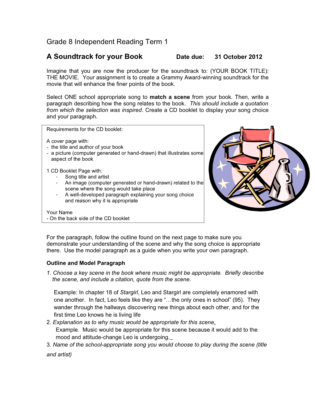 Grade 8 Independent Reading Term 1