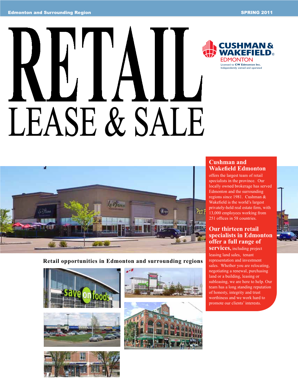 Cushman and Wakefield Edmonton Our Thirteen Retail Specialists In