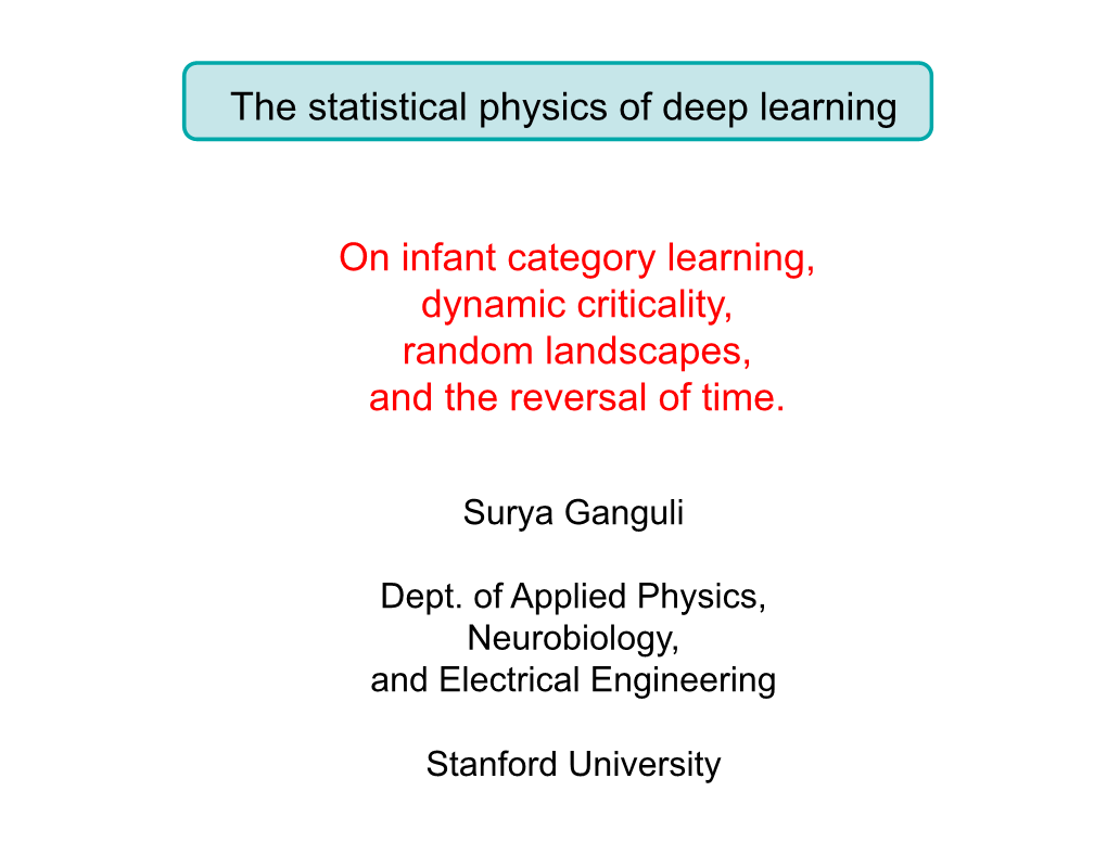 The Statistical Physics of Deep Learning on Infant Category Learning