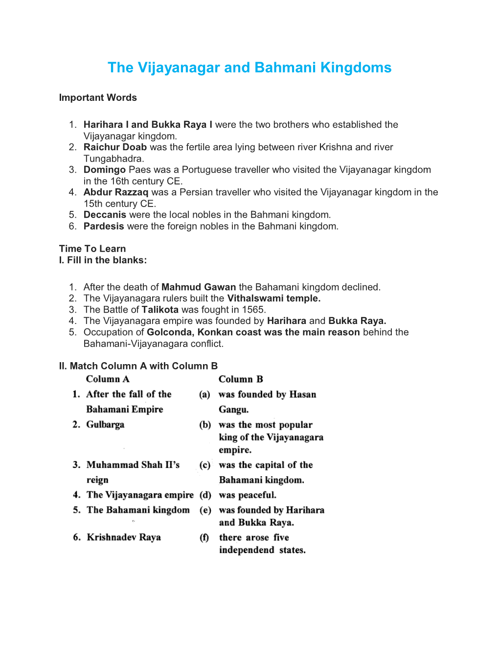 The Vijayanagar and Bahmani Kingdoms