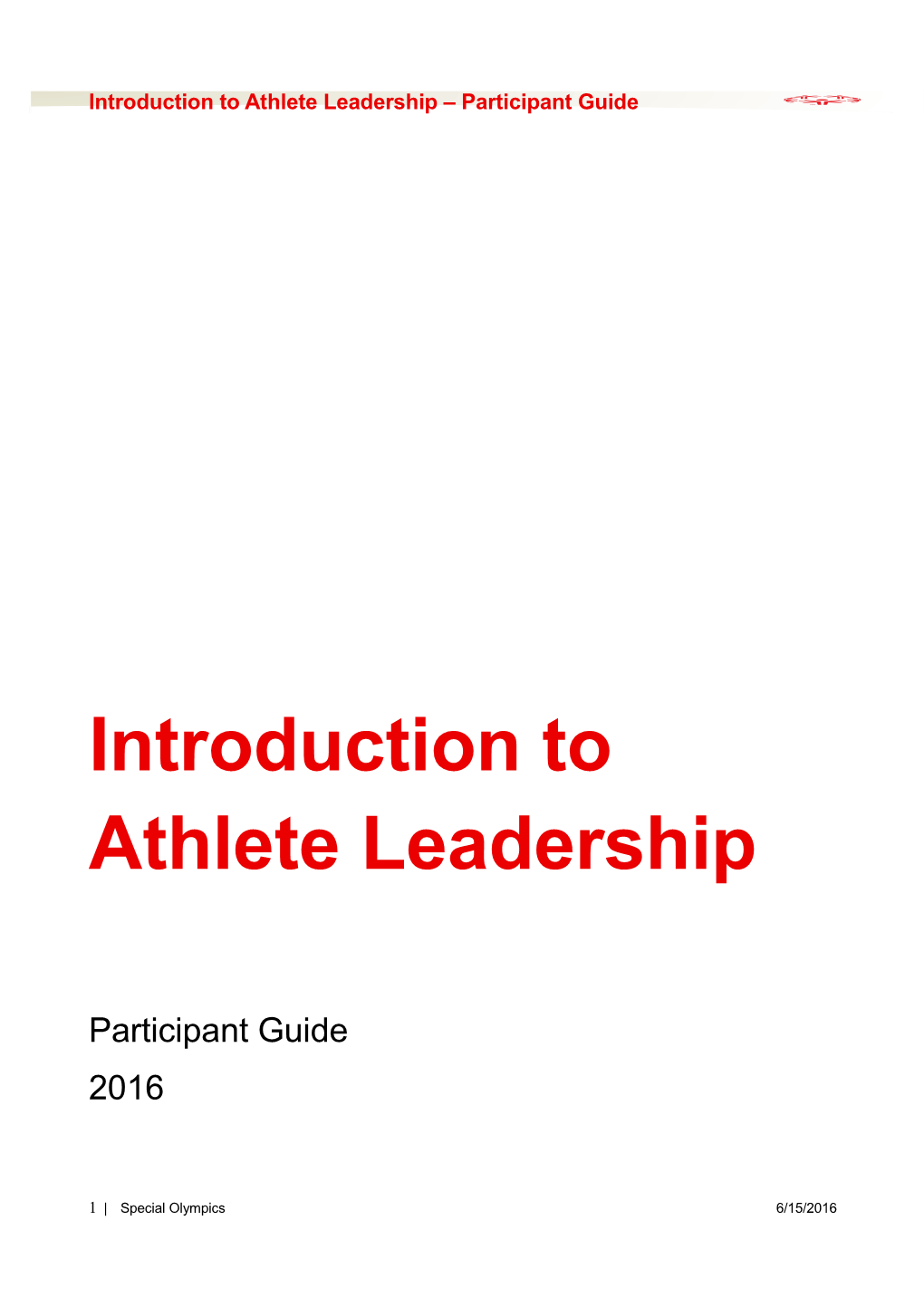 Introduction to Athlete Leadership Participant Guide