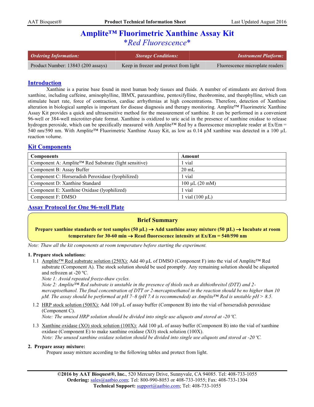 13843 Amplite™ Fluorimetric Xanthine Assay Kit (Red