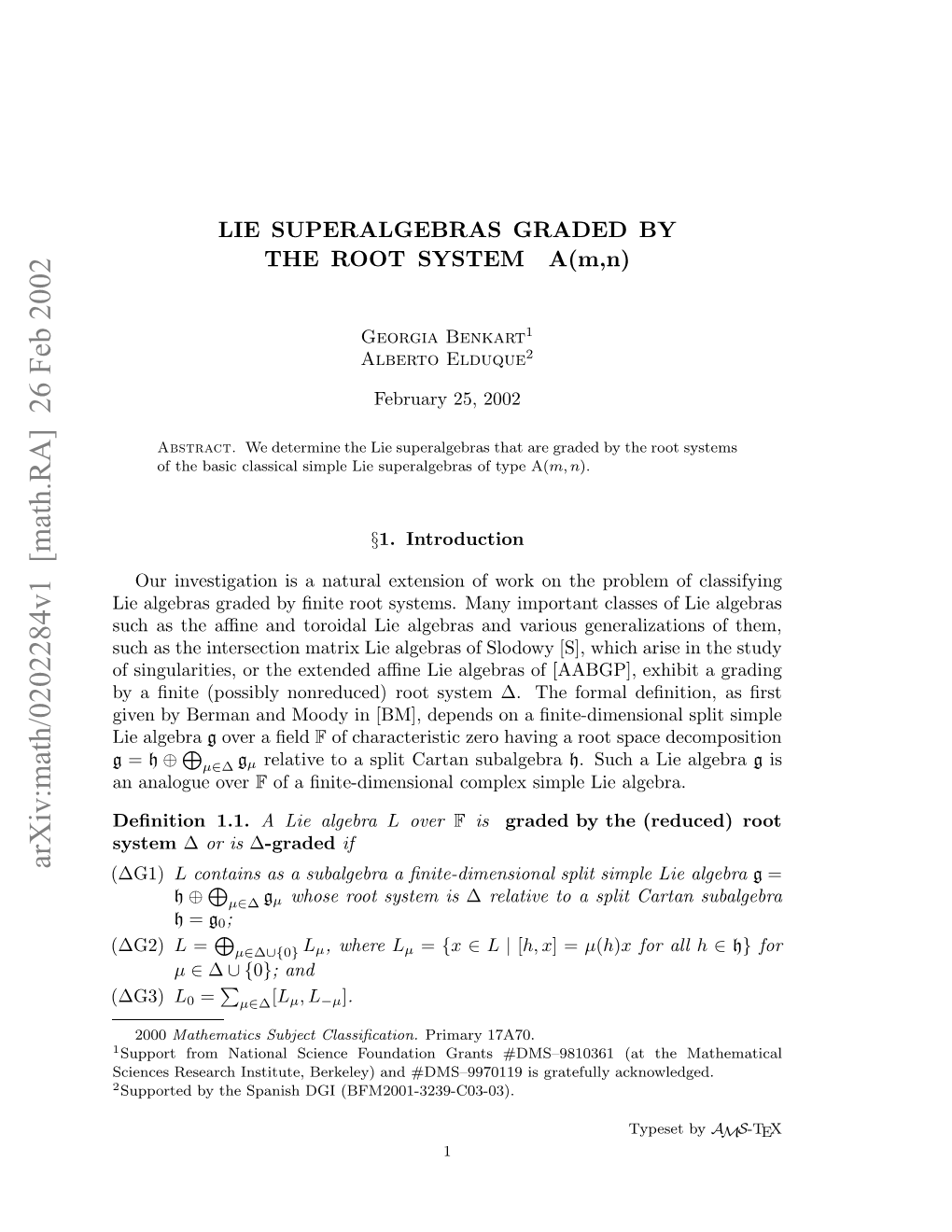 Arxiv:Math/0202284V1 [Math.RA] 26 Feb 2002 (∆G1) (∆G3) (∆G2) 1 Ento 1.1