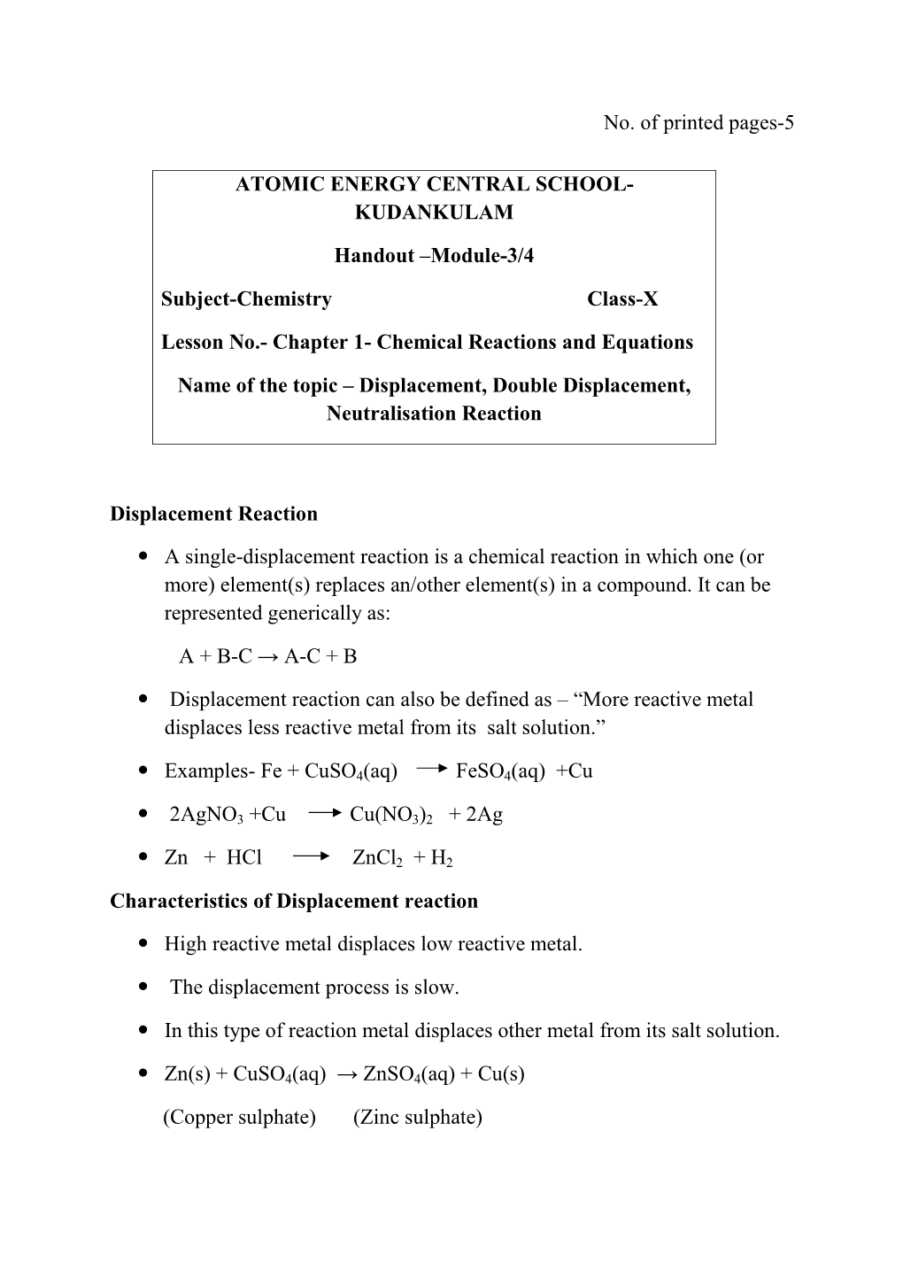 Handout Module 3 Chapter 1 Class X