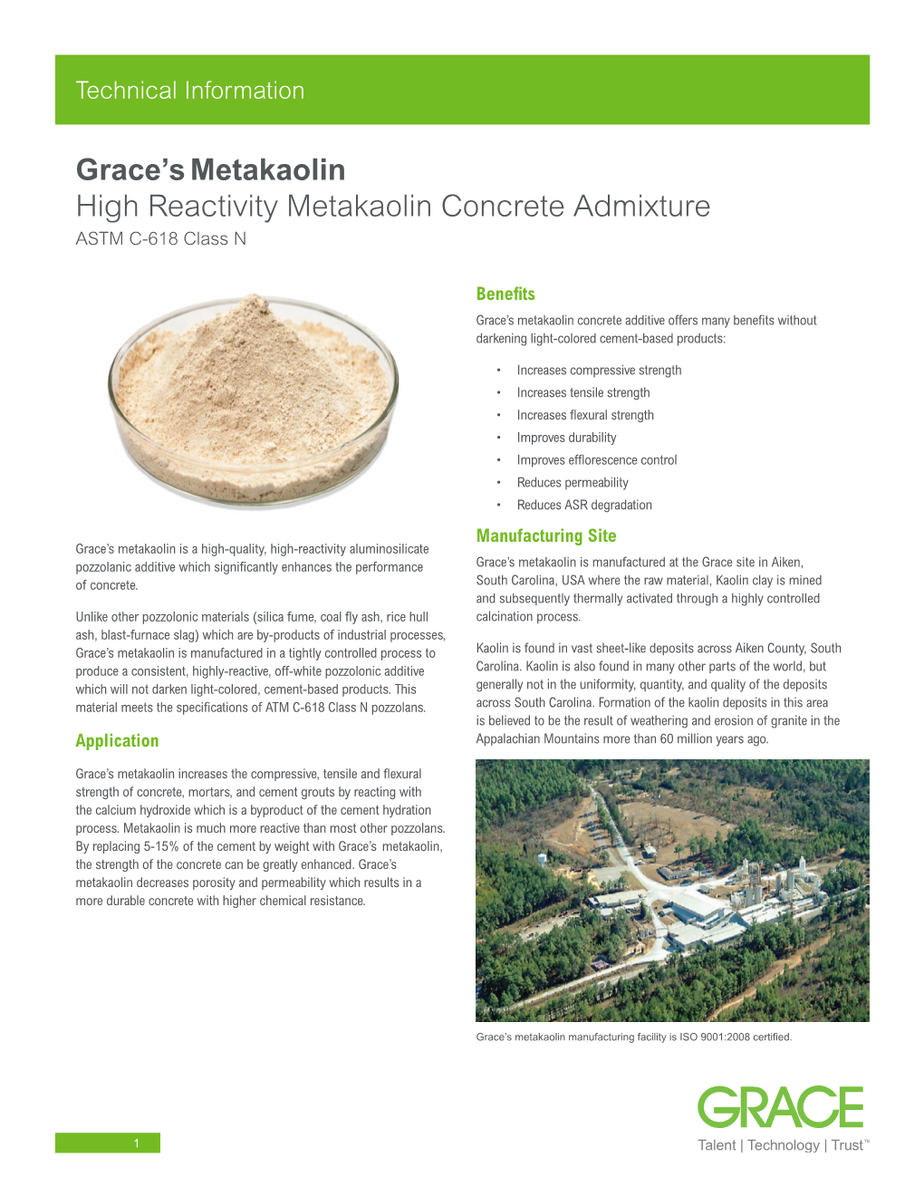 Metakaolin Technical Information Sheet