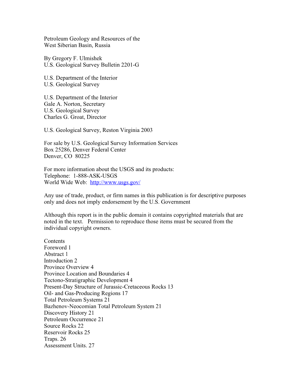 Petroleum Geology and Resources of the West Siberian Basin, Russia