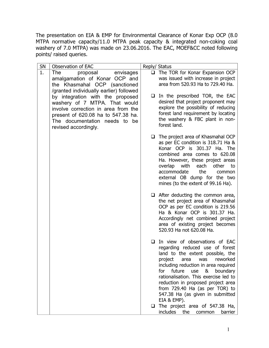 1 the Presentation on EIA & EMP for Environmental Clearance of Konar