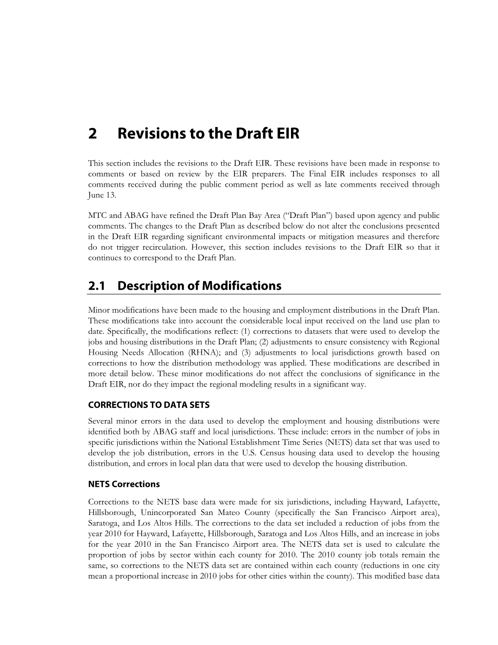 2 Revisions to the Draft EIR