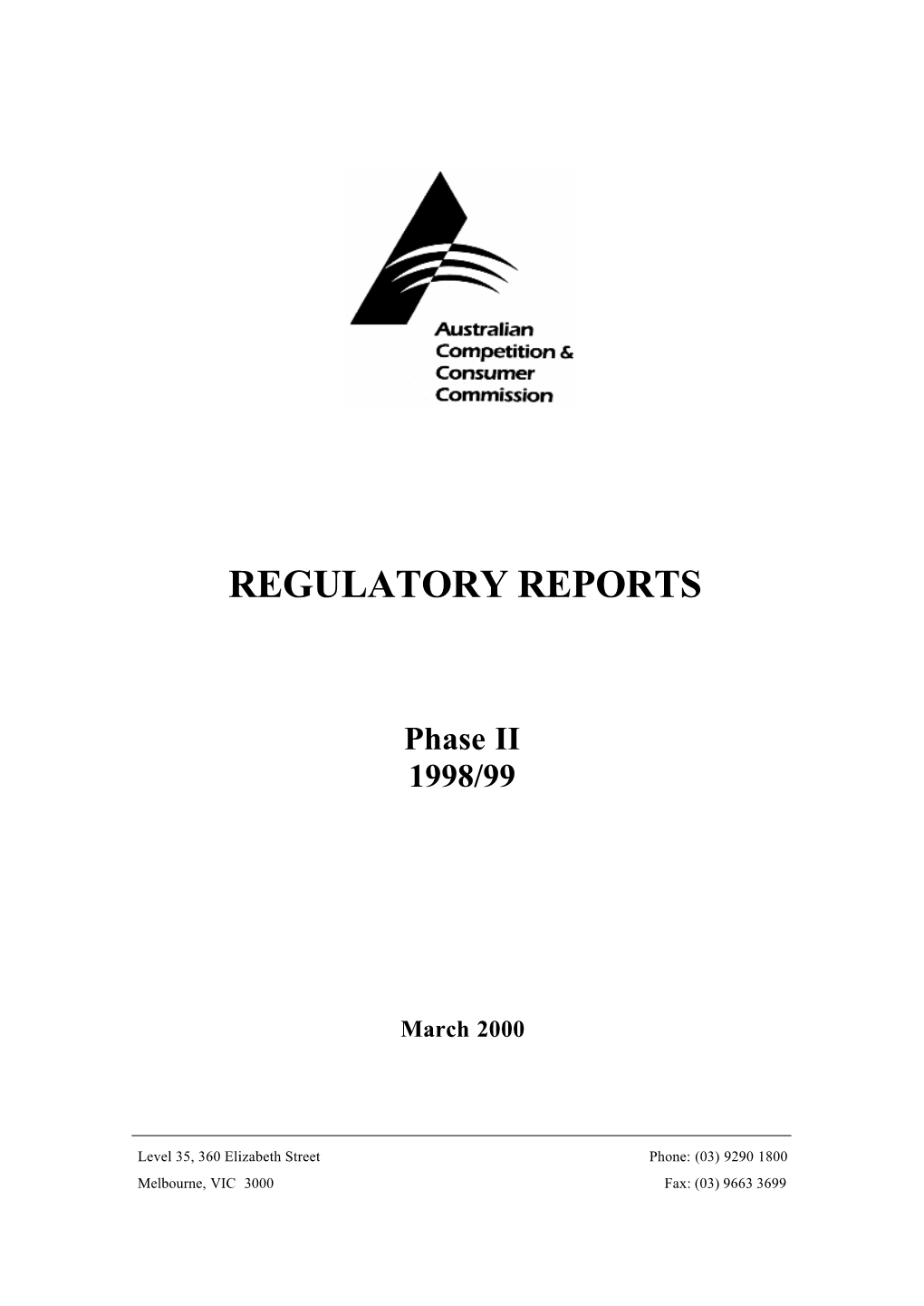 1998-99 Regulatory Reports