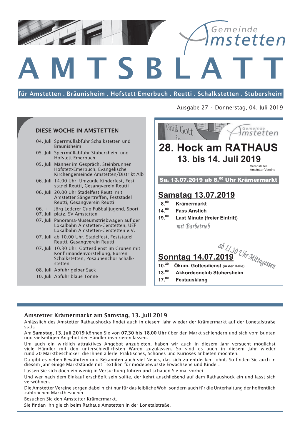 Amtsblatt a M T S B L A