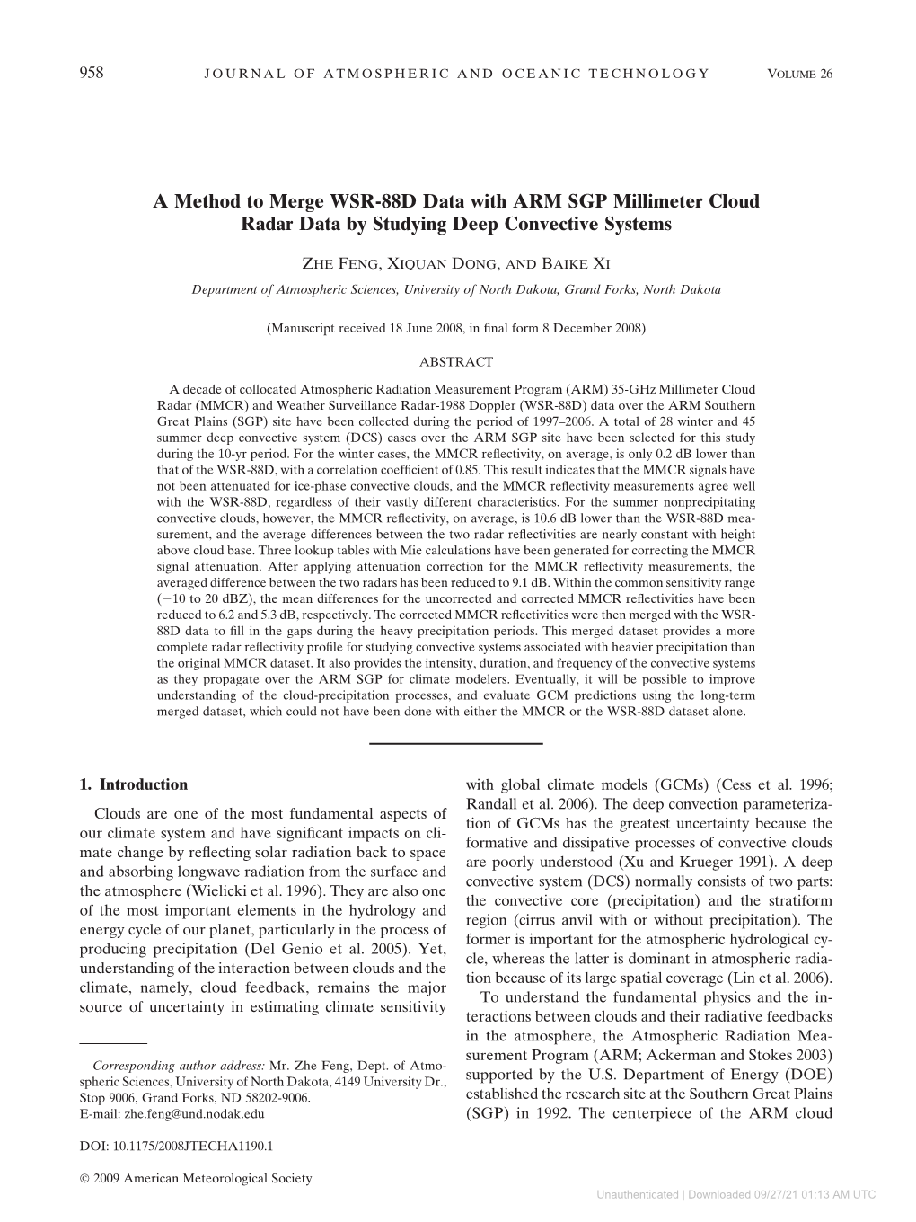 A Method to Merge WSR-88D Data with ARM SGP Millimeter Cloud Radar Data by Studying Deep Convective Systems