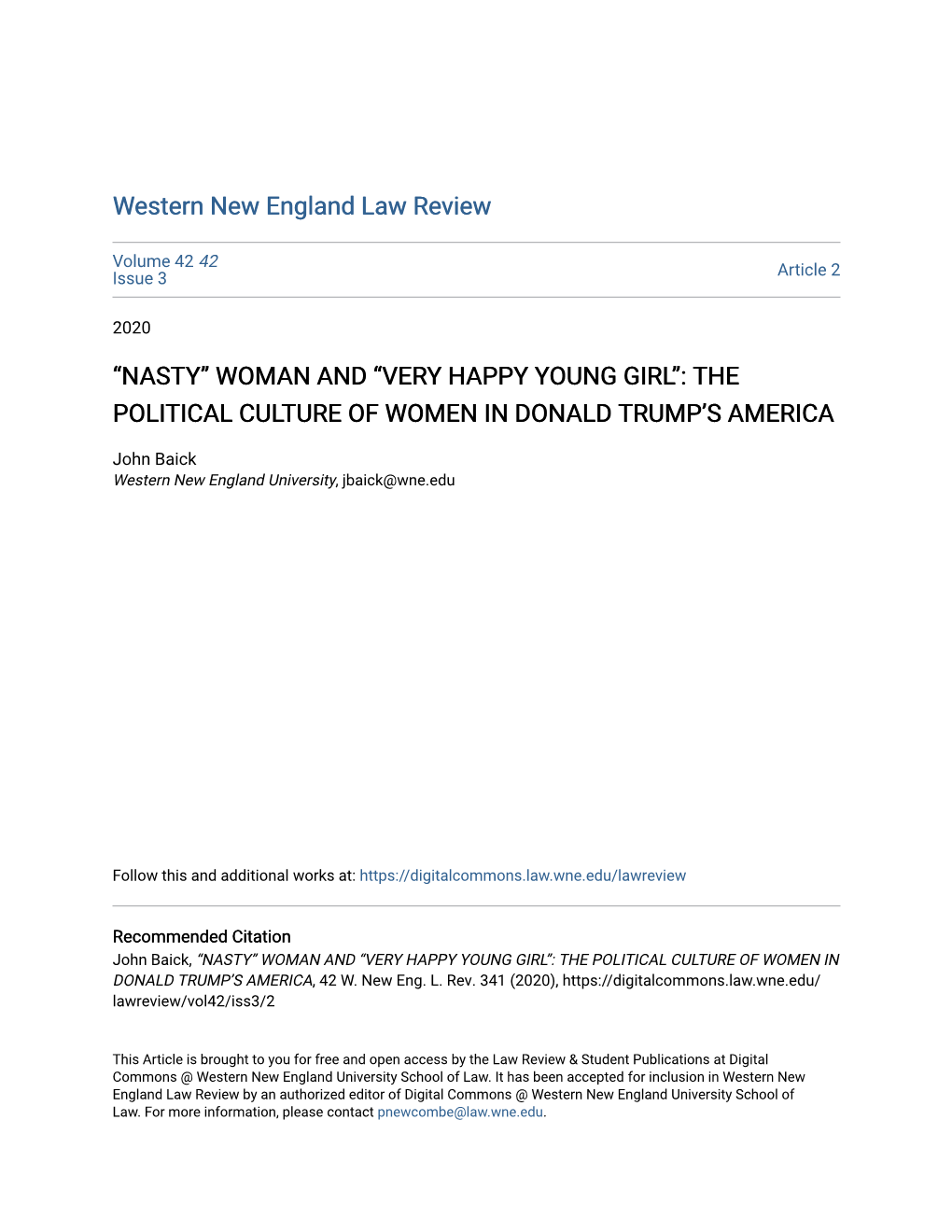 “Nasty” Woman and “Very Happy Young Girl”: the Political Culture of Women in Donald Trump’S America