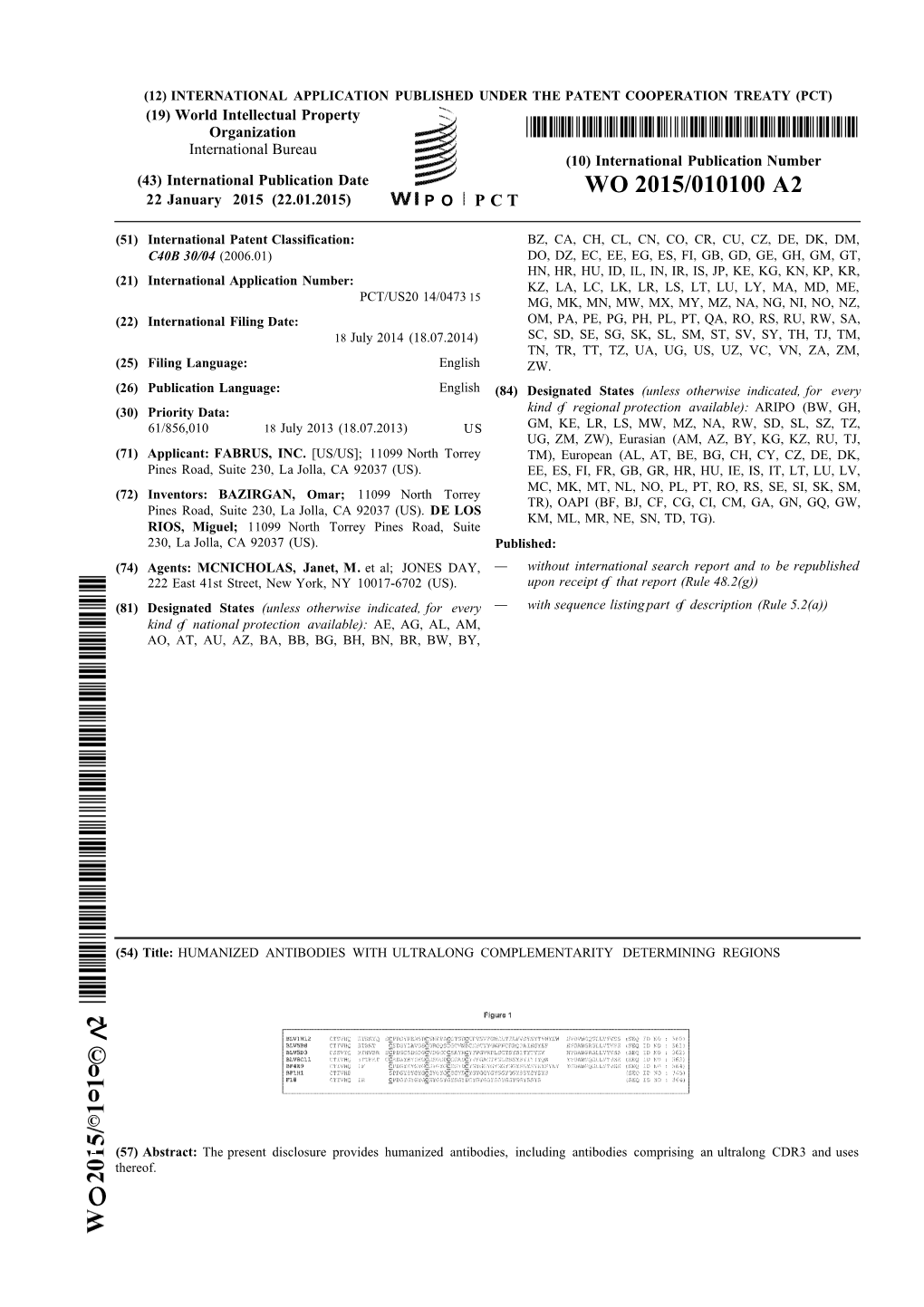 WO 2015/010100 A2 22 January 2015 (22.01.2015) P O P C T