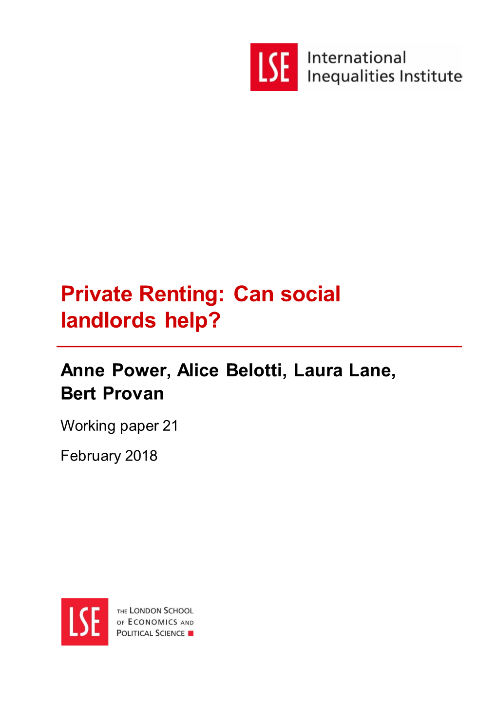 Private Renting: Can Social Landlords Help?