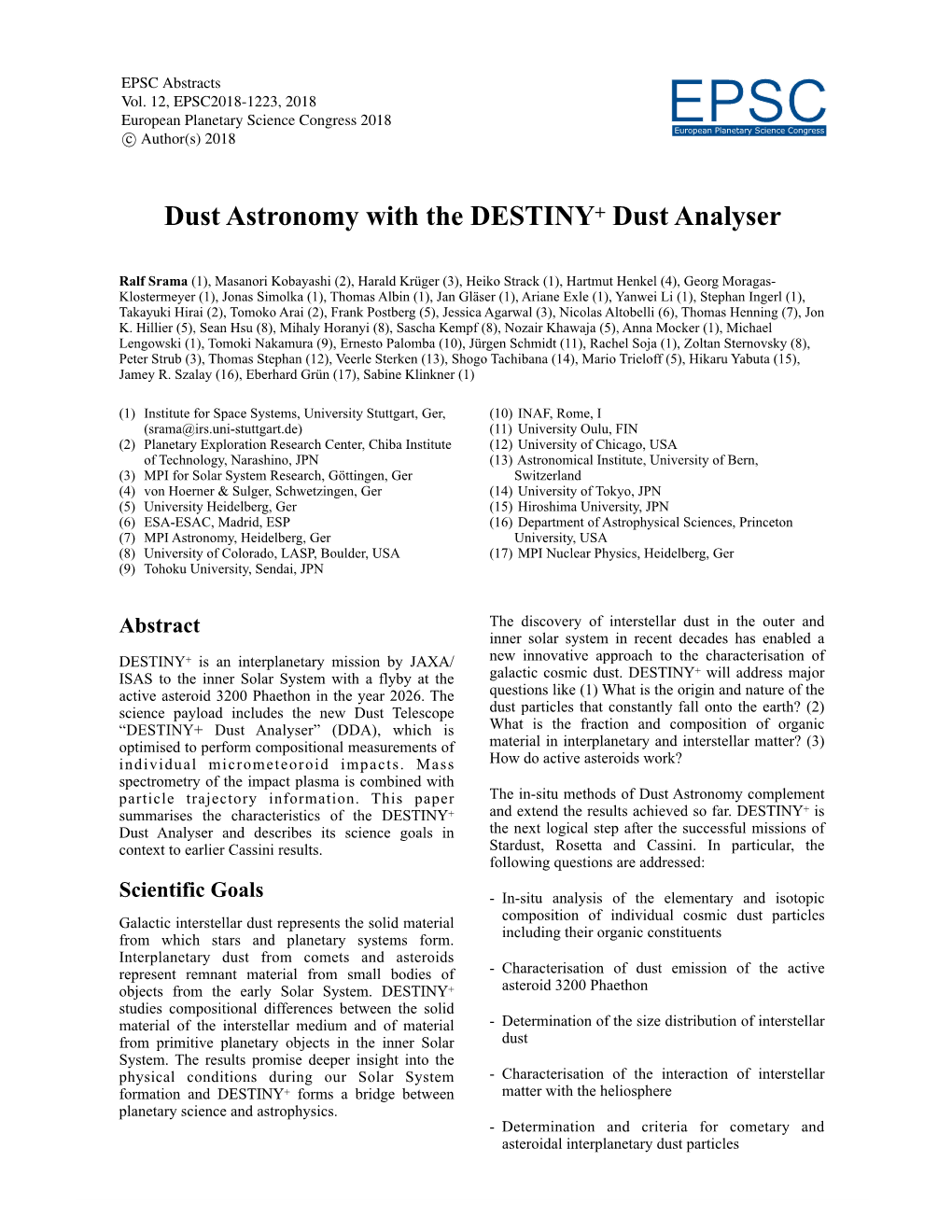 Dust Astronomy with the DESTINY+ Dust Analyser