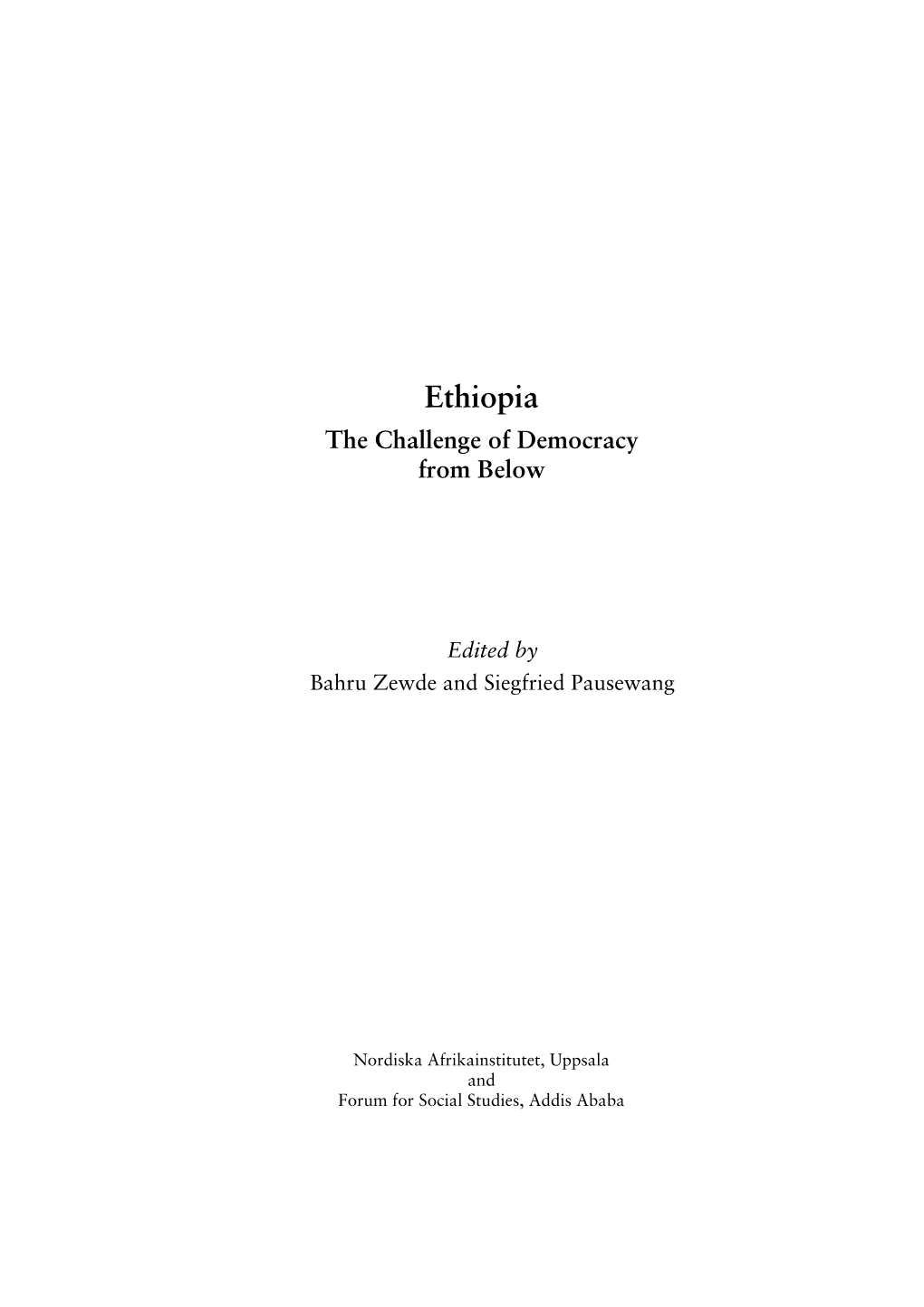 Ethiopia the Challenge of Democracy from Below