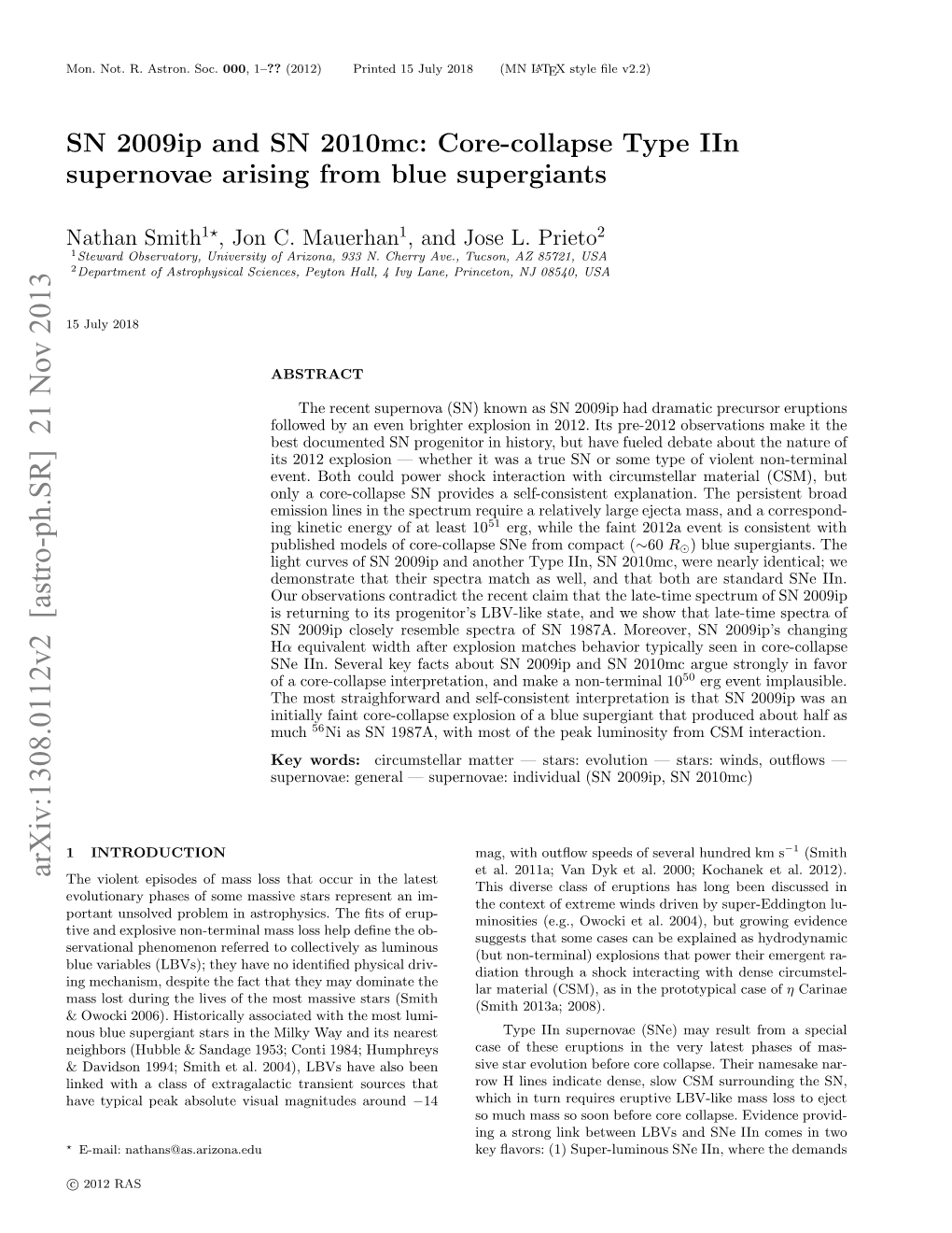 SN 2009Ip and SN 2010Mc: Core-Collapse Type Iin Supernovae