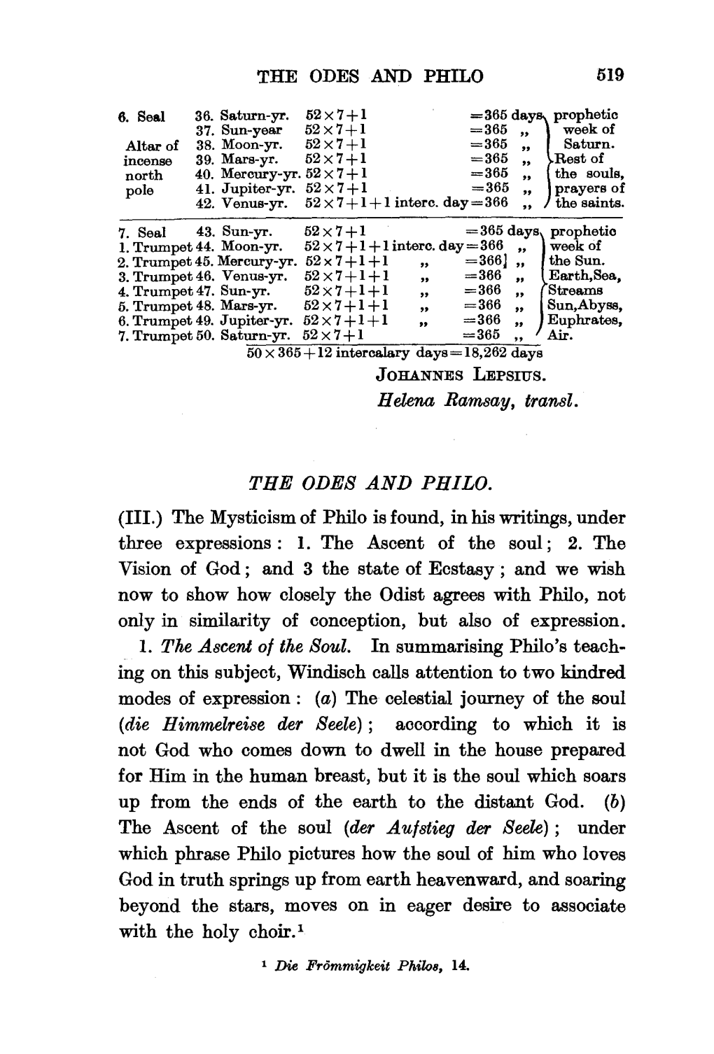 THE ODES and PHILO. (III.) the Mysticism of Philo Is Found, in His Writings, Under Three Expressions : 1