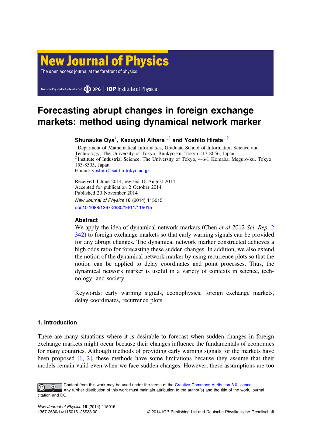 Forecasting Abrupt Changes in Foreign Exchange Markets: Method Using Dynamical Network Marker