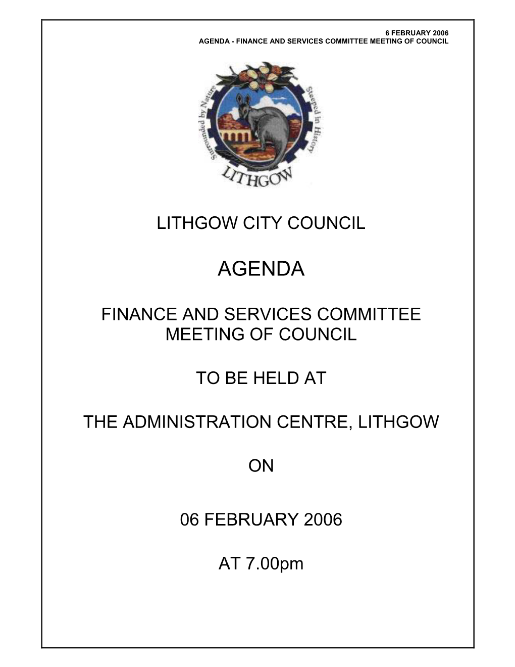Agenda - Finance and Services Committee Meeting of Council