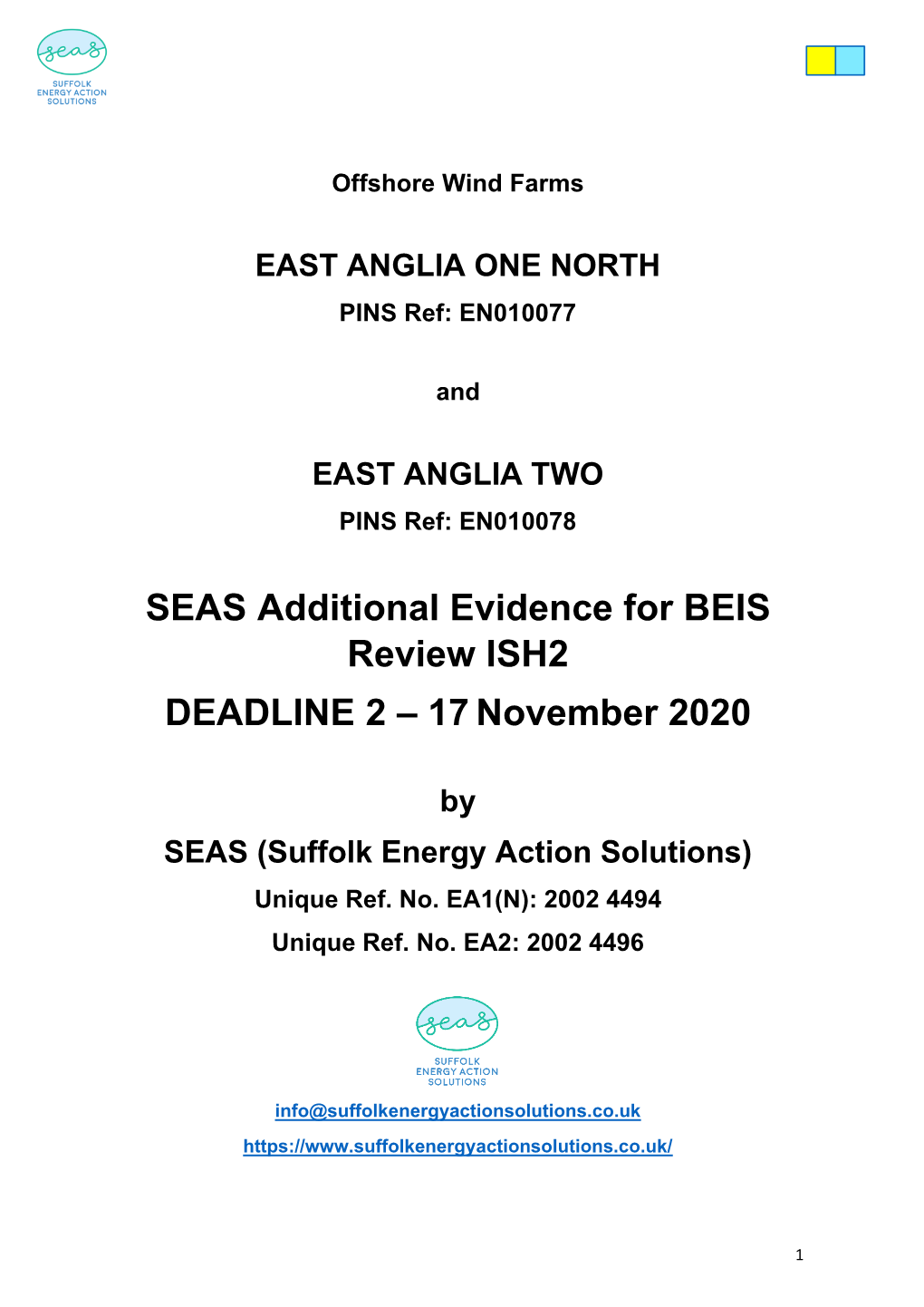 SEAS Additional Evidence for BEIS Review ISH2 DEADLINE 2 – 17 November 2020