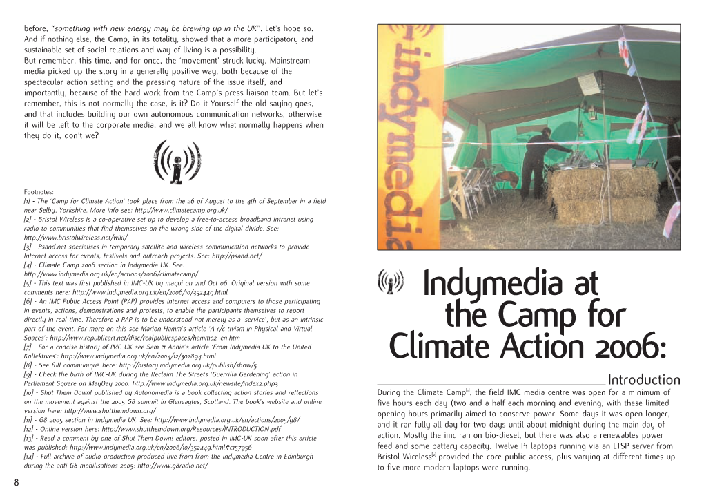 Indymedia at the Camp for Climate Action 2006