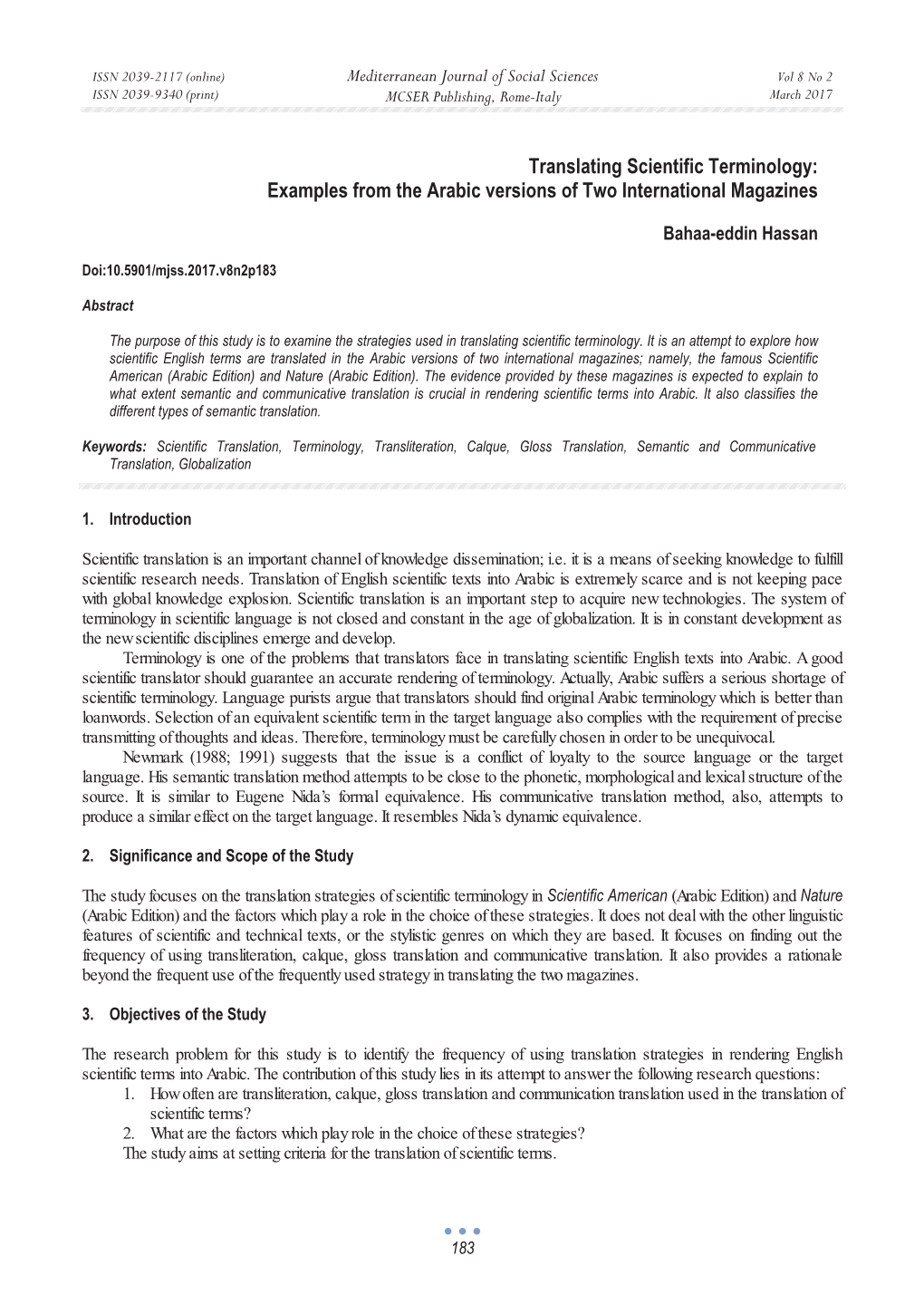 Translating Scientific Terminology: Examples from the Arabic Versions of Two International Magazines