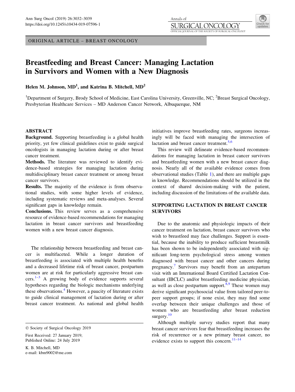 Breastfeeding and Breast Cancer: Managing Lactation in Survivors and Women with a New Diagnosis