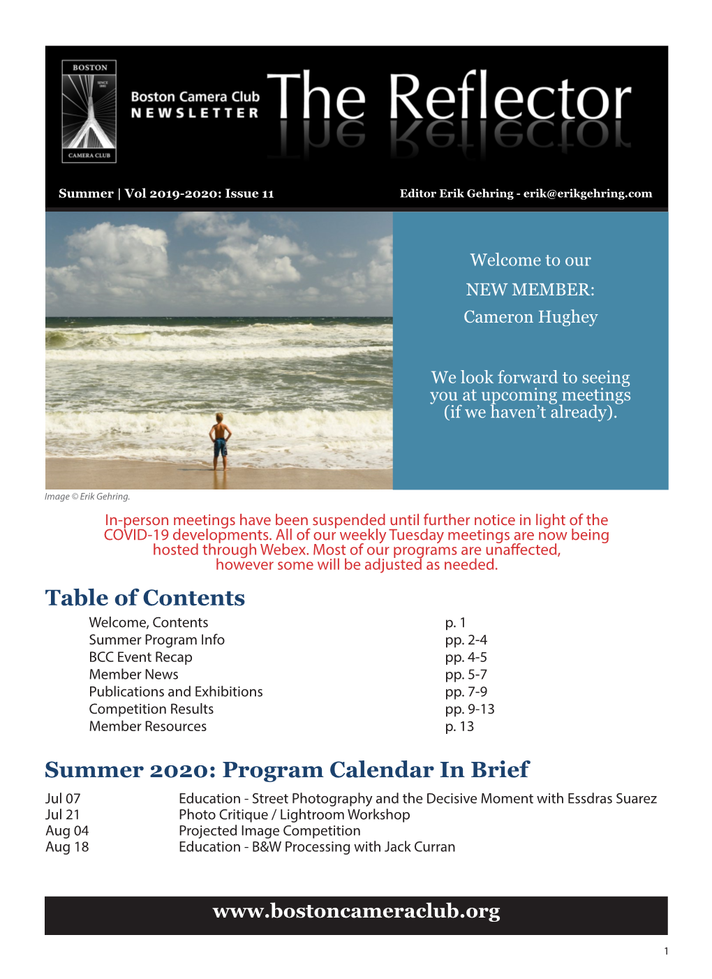 Table of Contents Summer 2020: Program