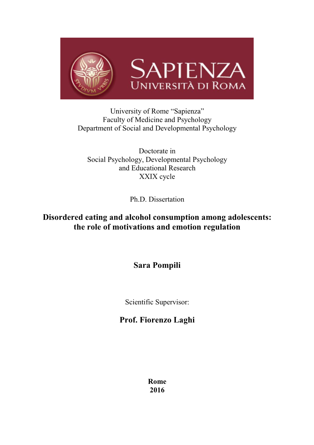 Disordered Eating and Alcohol Consumption Among Adolescents: the Role of Motivations and Emotion Regulation