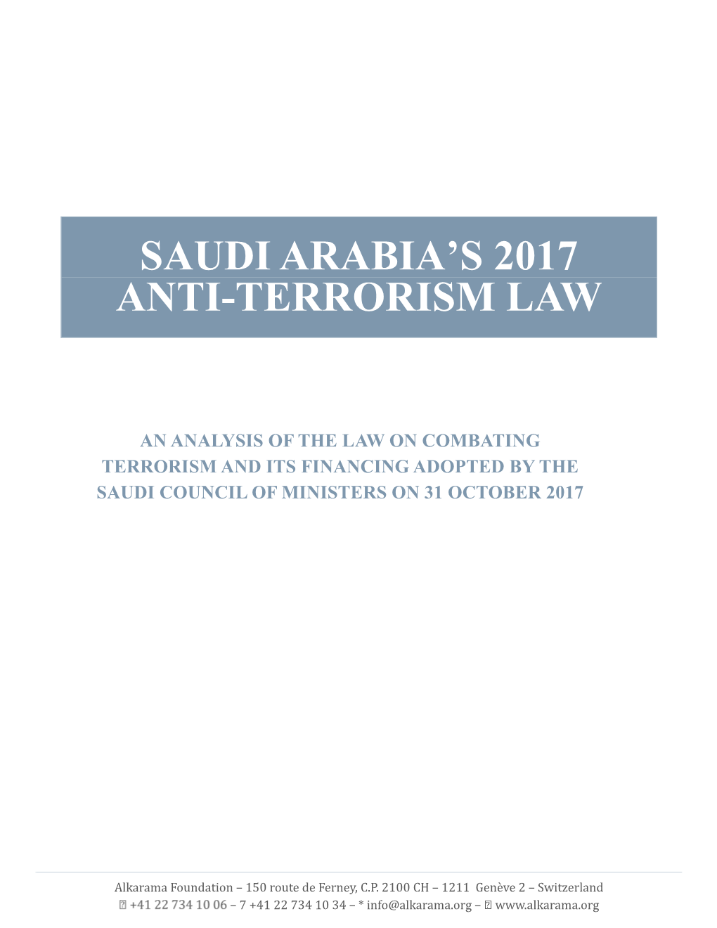 Saudi Arabia's 2017 Anti-Terrorism