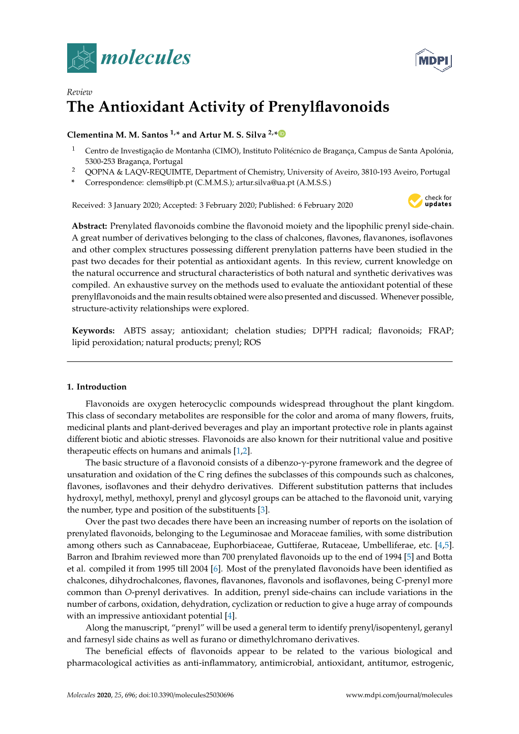 The Antioxidant Activity of Prenylflavonoids 3