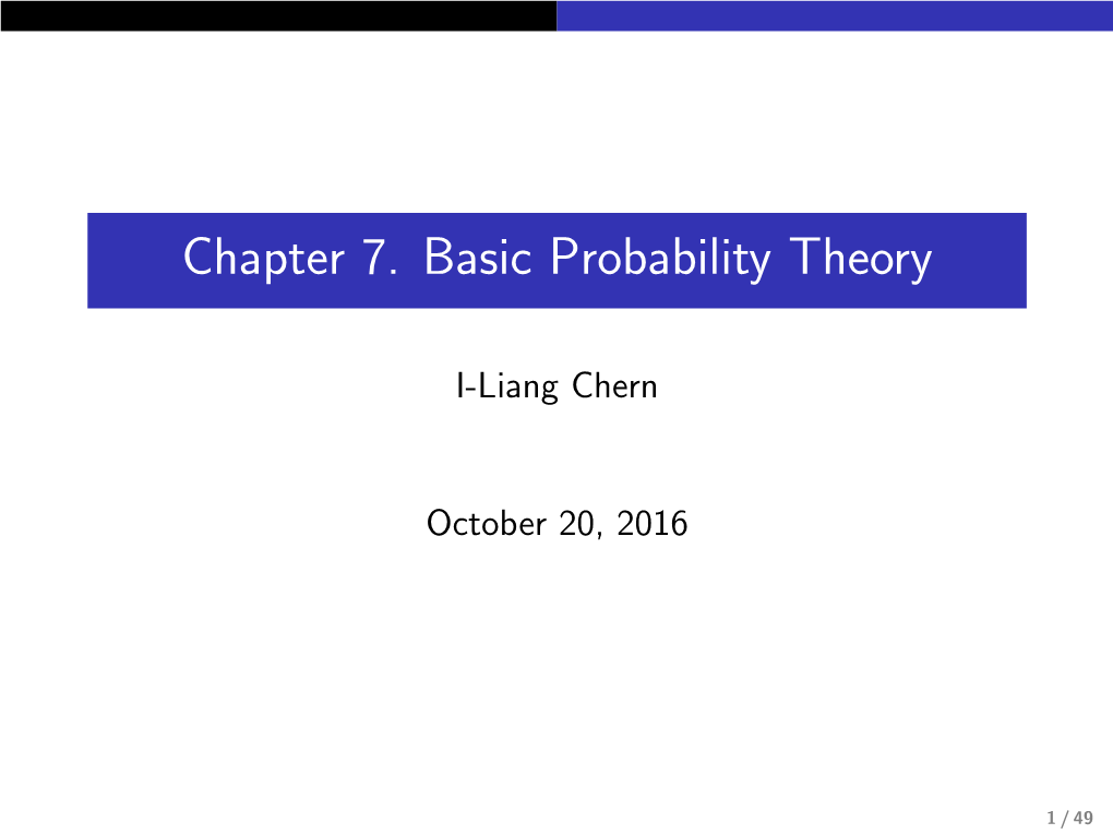 Chapter 7. Basic Probability Theory