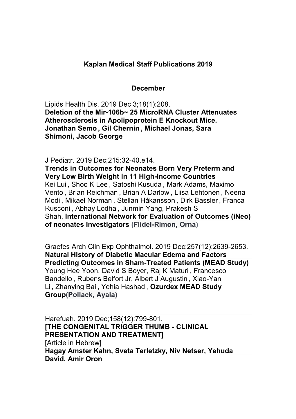 Kaplan Medical Staff Publications 2019 December Lipids Health Dis