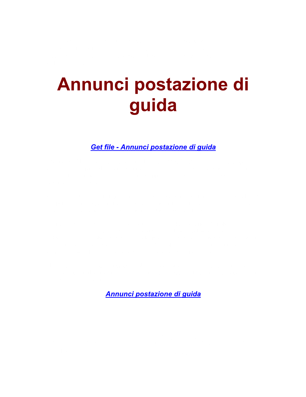 Annunci Postazione Di Guida