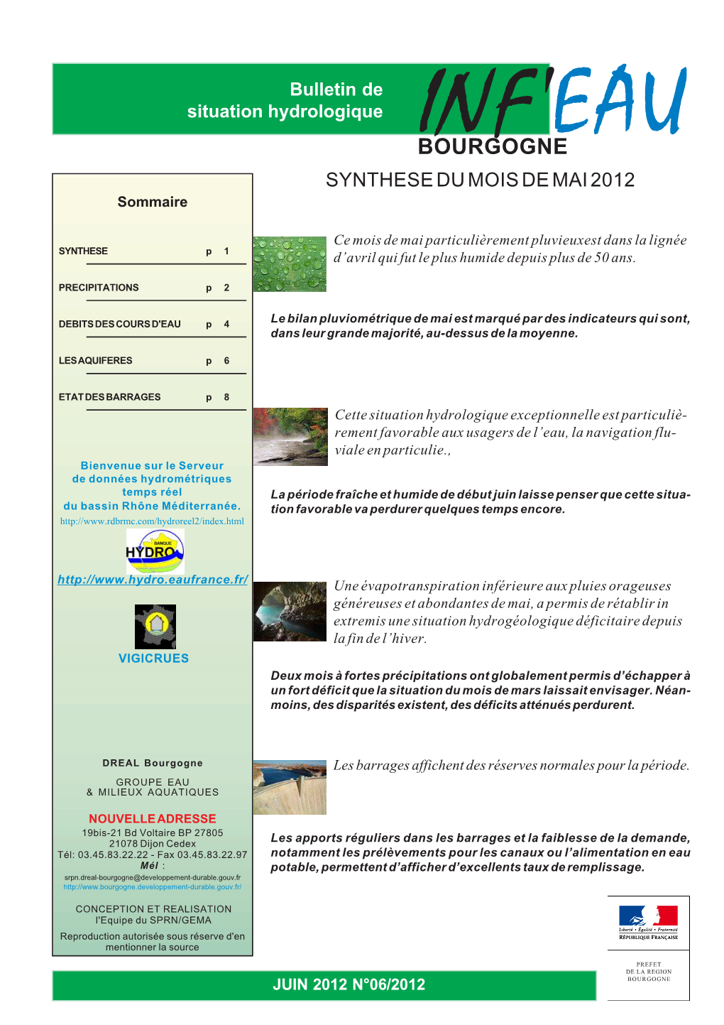 BOURGOGNE SYNTHESE DU MOIS DE MAI 2012 Sommaire